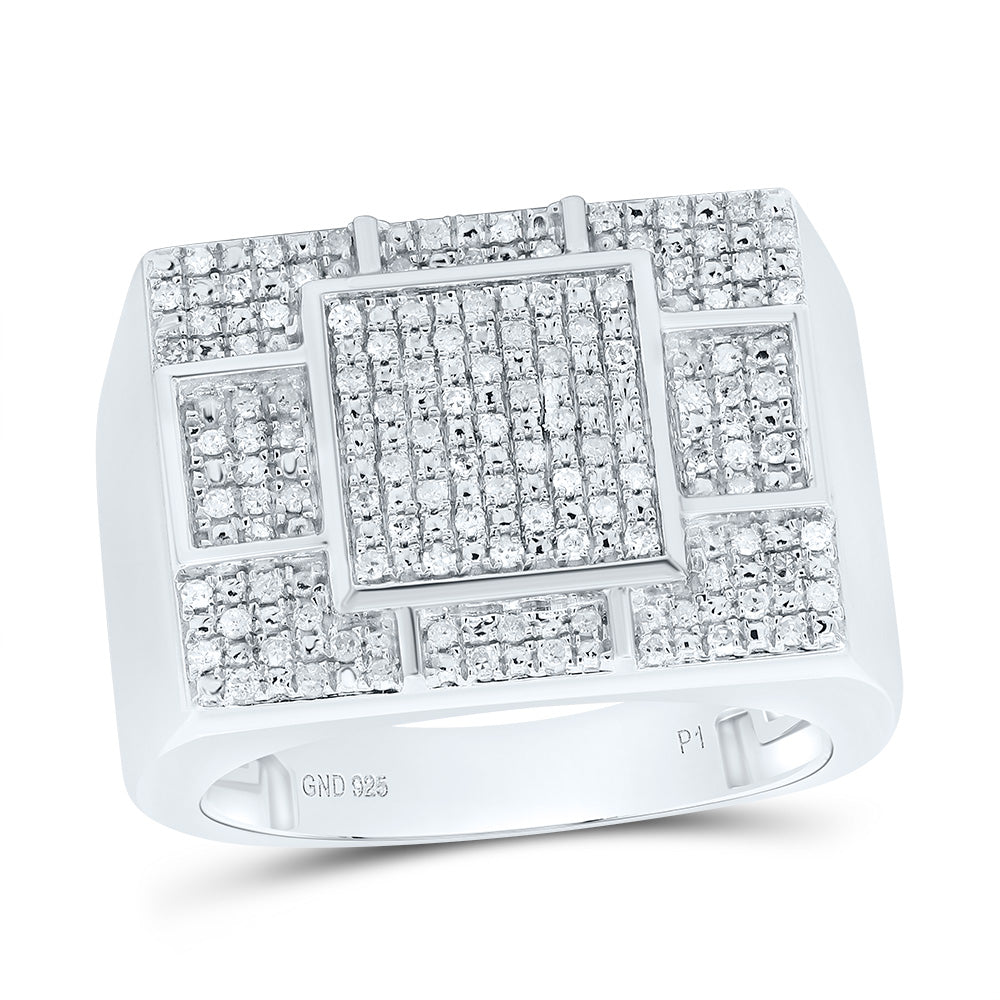 Sterling Silver 3/8 Cttw Diamond Men's Ring, Men Size: 8-12