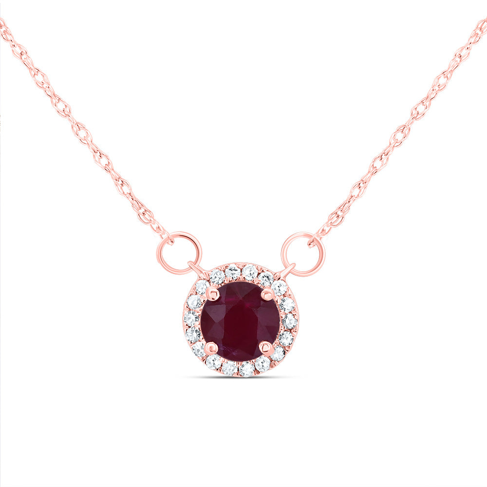 14kt Yellow Or White Or Rose Gold 5x5mm Round Natural Gem Round Necklace, Length: 18 Inch