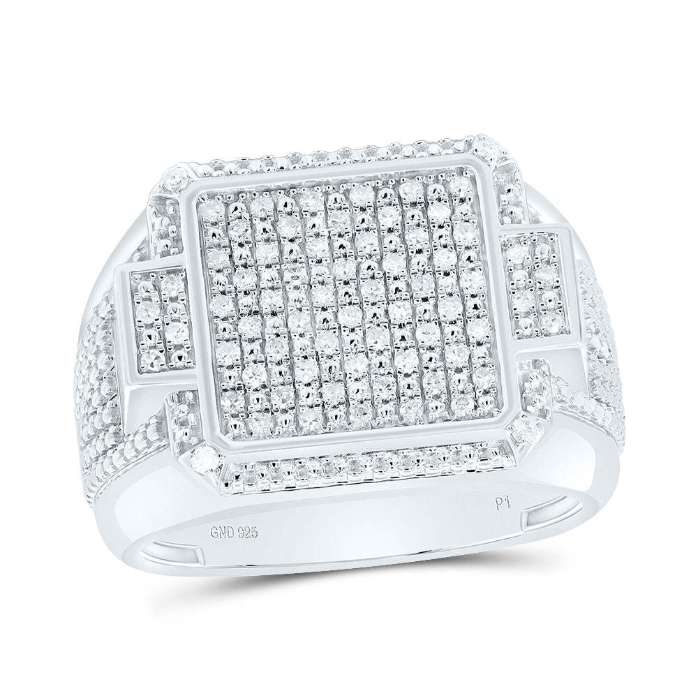 Sterling Silver 1/3 Cttw Diamond Men's Ring, Men Size: 8-12