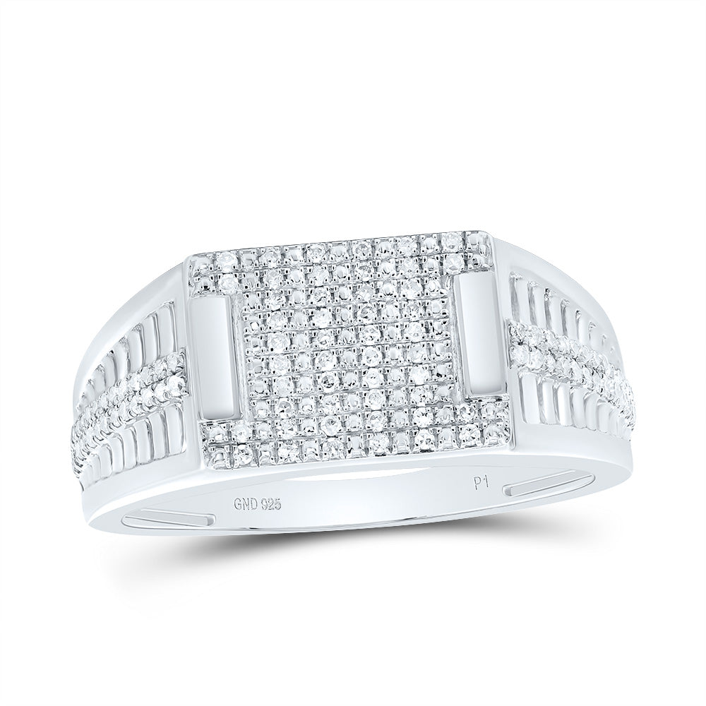Sterling Silver 1/3 Cttw Diamond Men's Ring, Men Size: 8-12