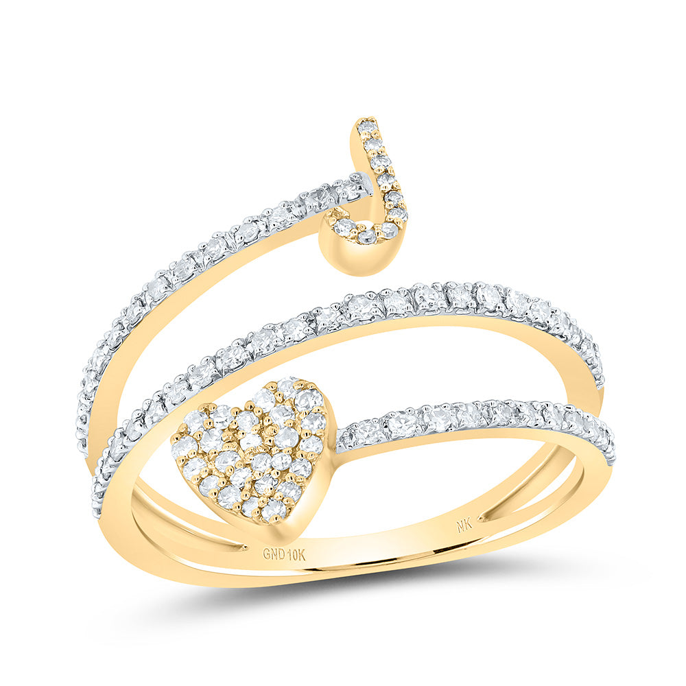 10kt Yellow Gold Natural Diamond Initial Heart Ladies Wedding Engagement Anniversary Ring