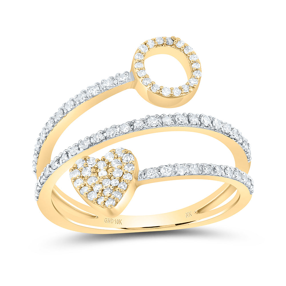 10kt Yellow Gold Natural Diamond Initial Heart Ladies Wedding Engagement Anniversary Ring