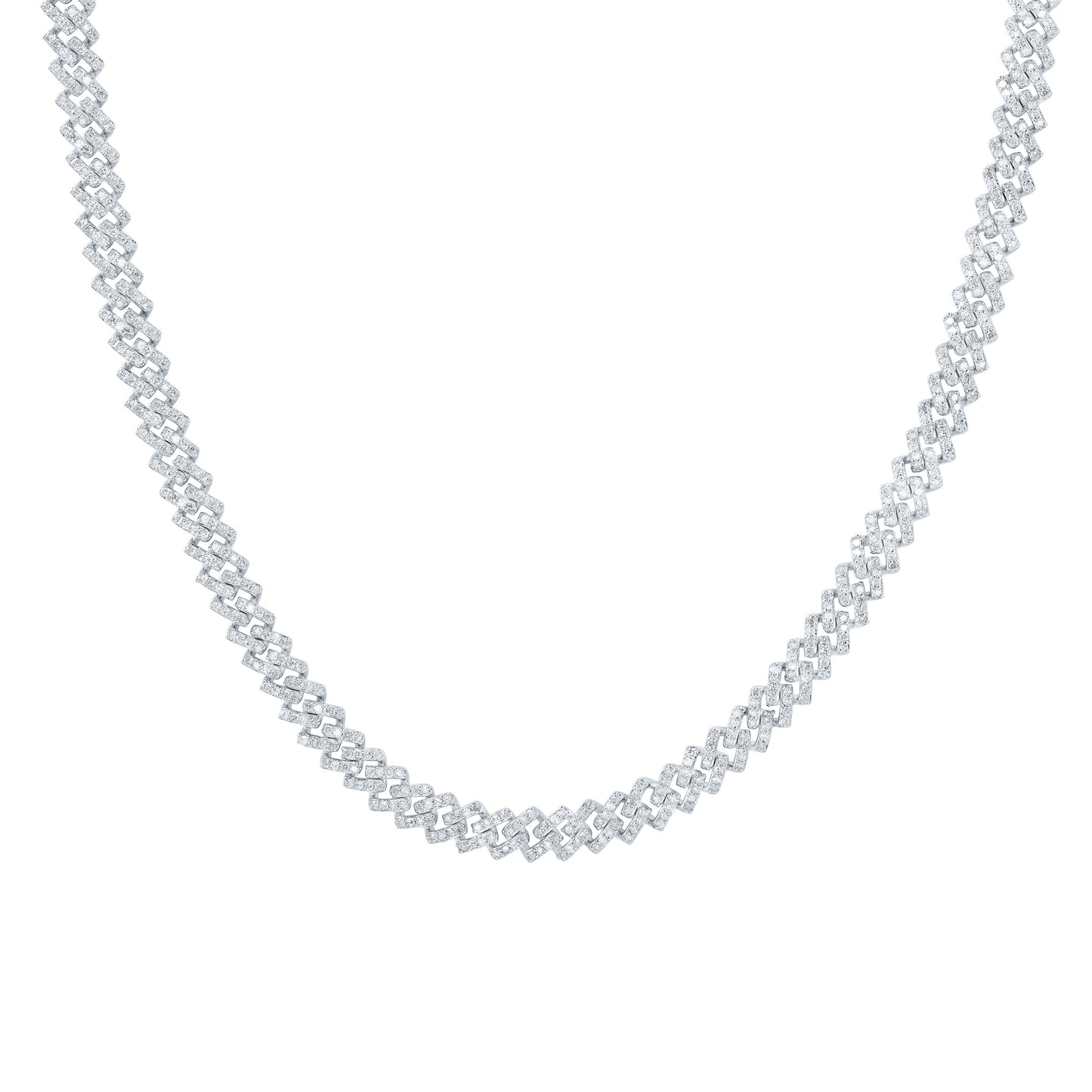 Sterling Silver 6 Cttw Diamond 6mm Cuban Men's Chain, Length: 22 Inch