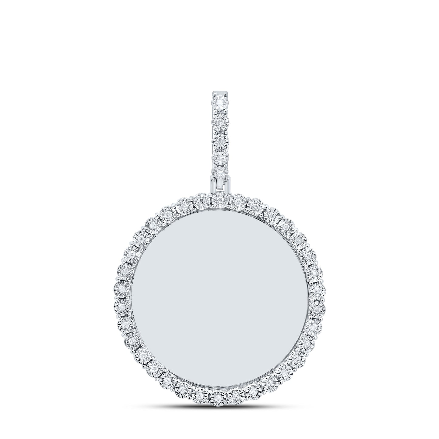 Sterling Silver Yellow-Tone or White-Tone 1/6 Ctw Natural Diamond Round Memory Pendant