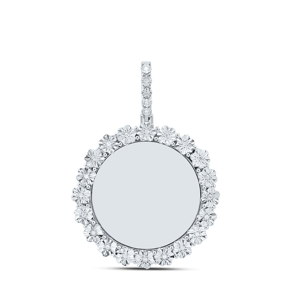 Sterling Silver Yellow-Tone or White-Tone 1/10 Ctw Natural Diamond Round Memory Pendant