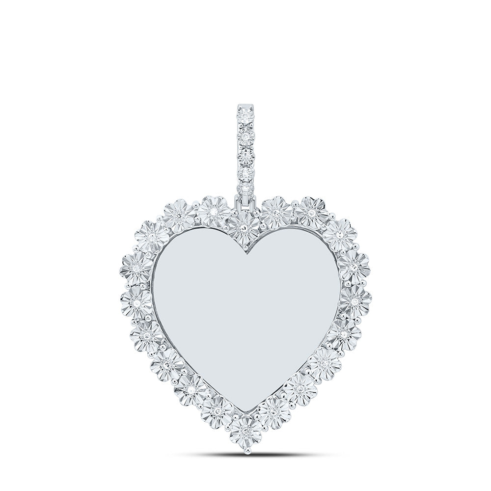 Sterling Silver Yellow-Tone or White-Tone 1/10 Ctw Natural Diamond Heart Memory Pendant