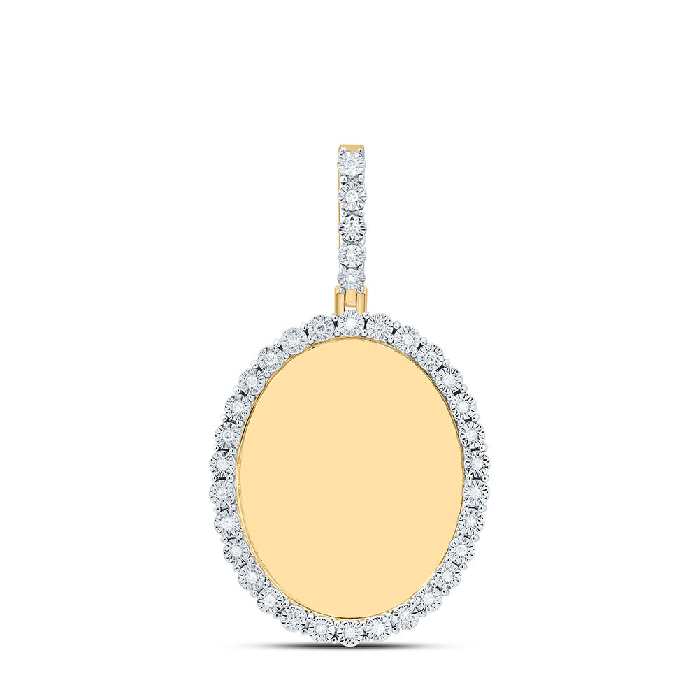 Sterling Silver Yellow-Tone or White-Tone 1/8 Ctw Natural Diamond Oval Memory Pendant