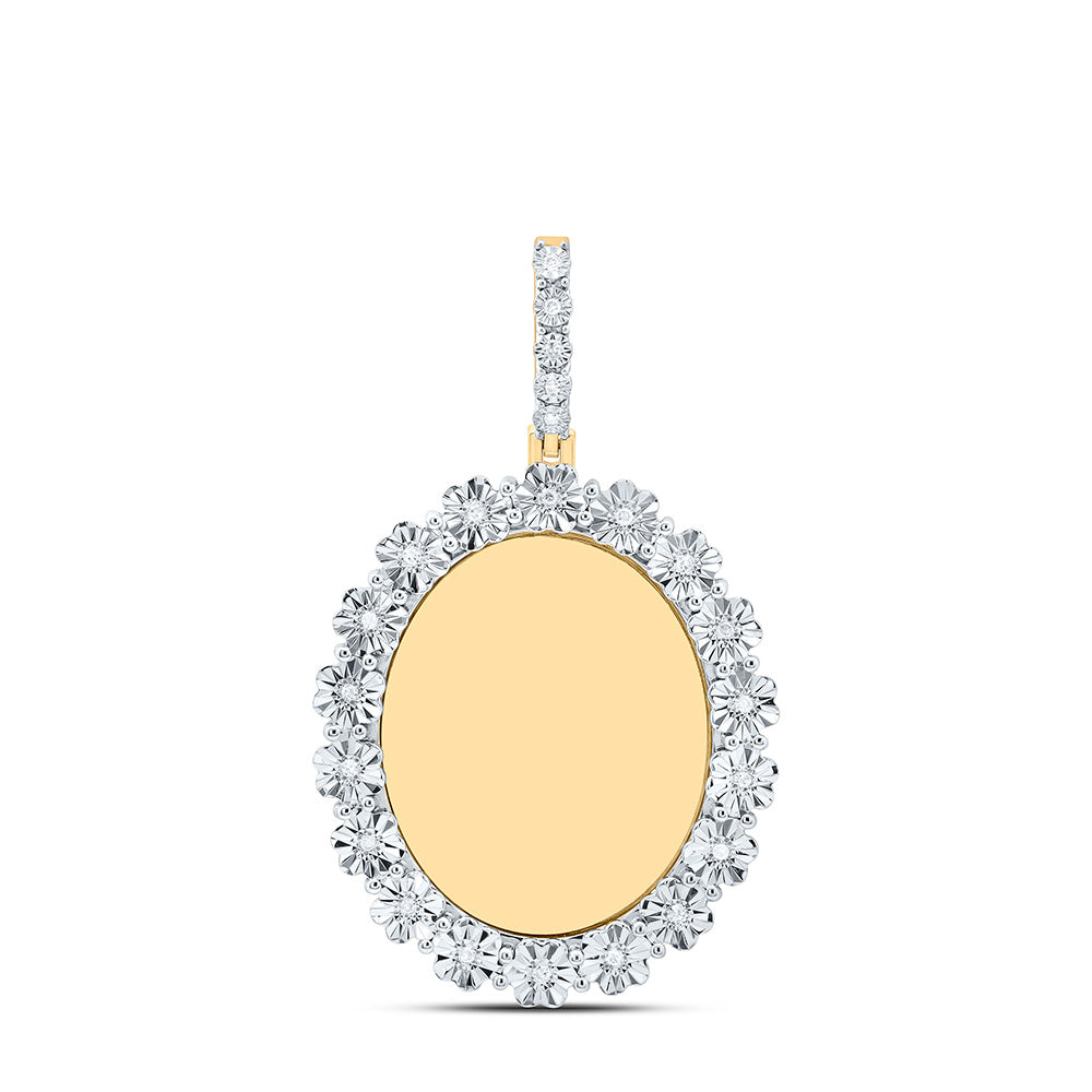 Sterling Silver Yellow-Tone or White-Tone 1/10 Ctw Natural Diamond Oval Memory Pendant