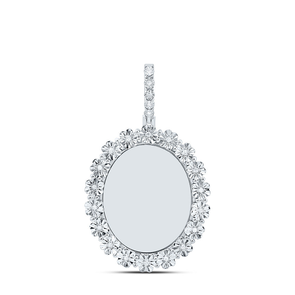 Sterling Silver Yellow-Tone or White-Tone 1/10 Ctw Natural Diamond Oval Memory Pendant
