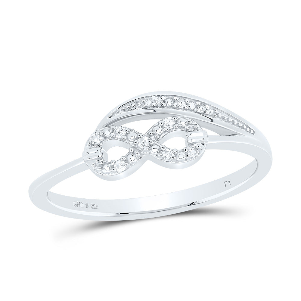 Sterling Silver White-Tone 1/20 Ctw Natural Diamond Infinity Ring, Womens Size: 5-9