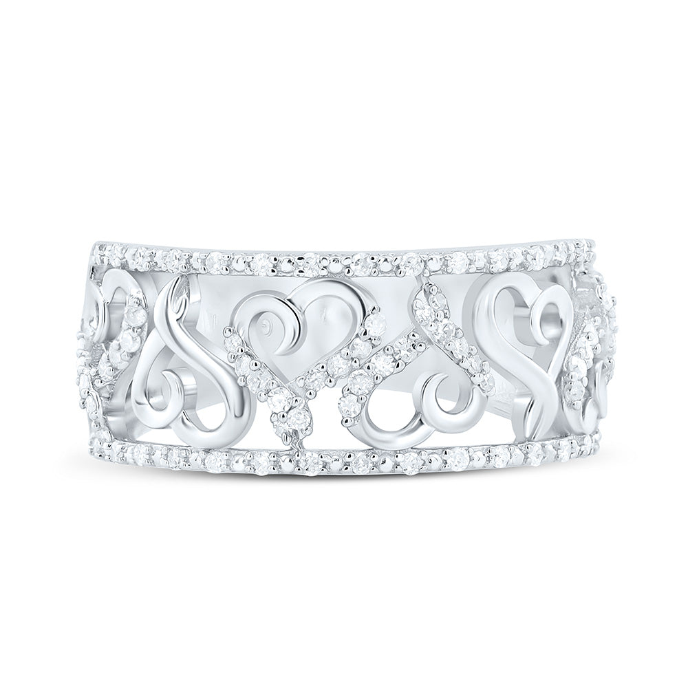 Sterling Silver White-Tone 1/3 Ctw Natural Diamond Ring, Womens Size: 5-9
