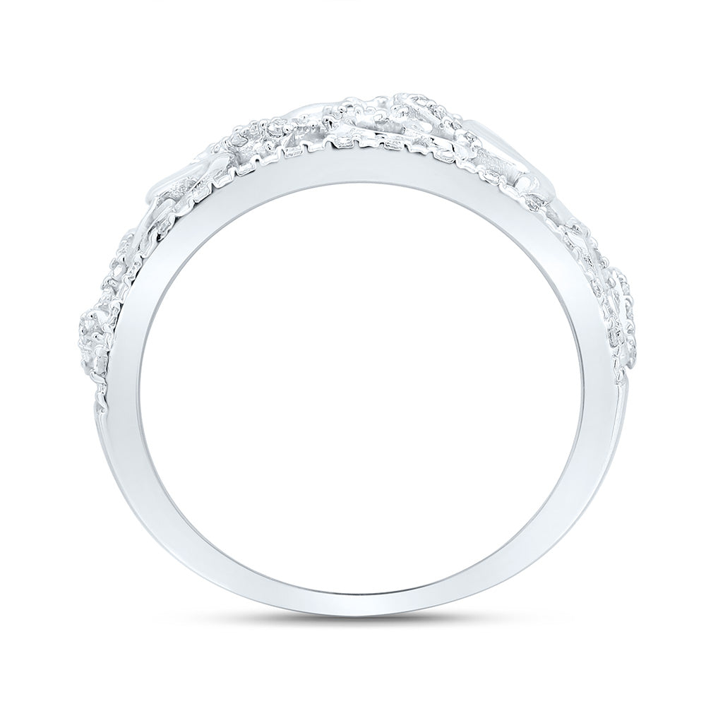 Sterling Silver White-Tone 1/3 Ctw Natural Diamond Ring, Womens Size: 5-9