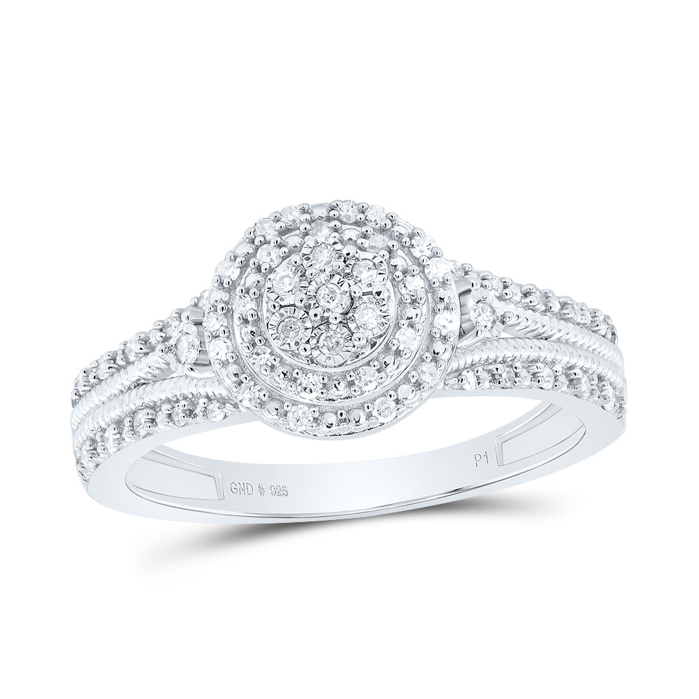 Sterling Silver White-Tone 1/5 Ctw Natural Diamond Round Ring, Womens Size: 5-9