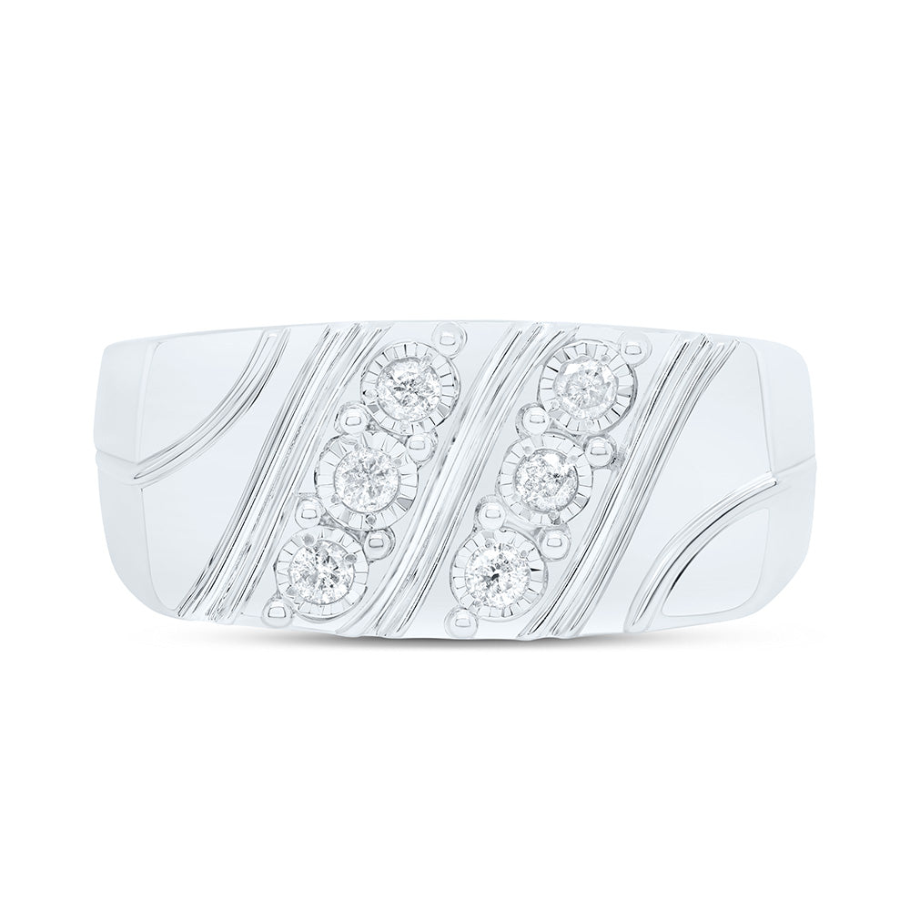 Sterling Silver White-Tone 1/4 Ctw Natural Diamond Men's Ring, Mens Size: 8-12