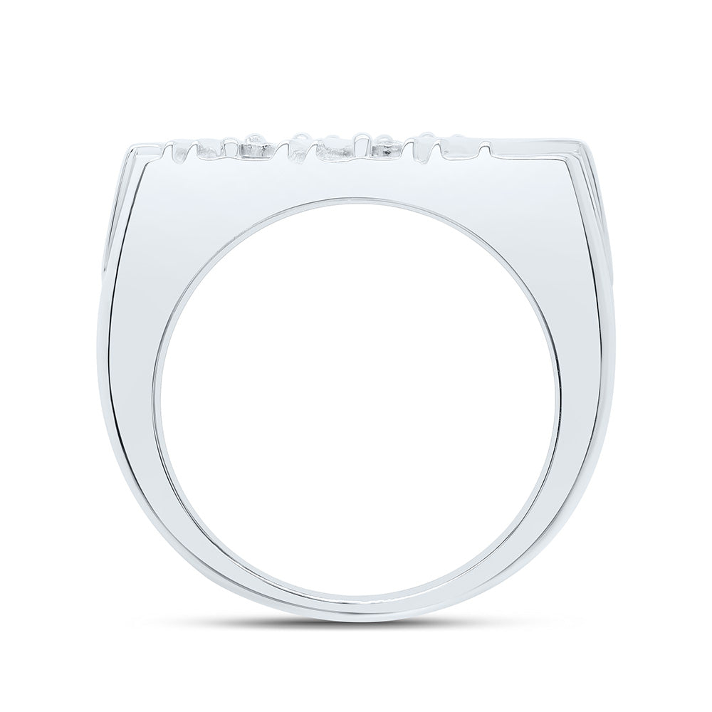 Sterling Silver White-Tone 1/4 Ctw Natural Diamond Men's Ring, Mens Size: 8-12
