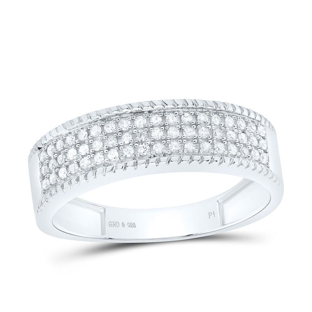 Sterling Silver White-Tone 1/4 Ctw Natural Diamond Men's Band, Mens Size: 8-12