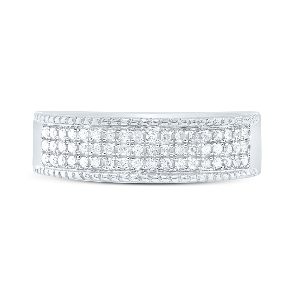 Sterling Silver White-Tone 1/4 Ctw Natural Diamond Men's Band, Mens Size: 8-12