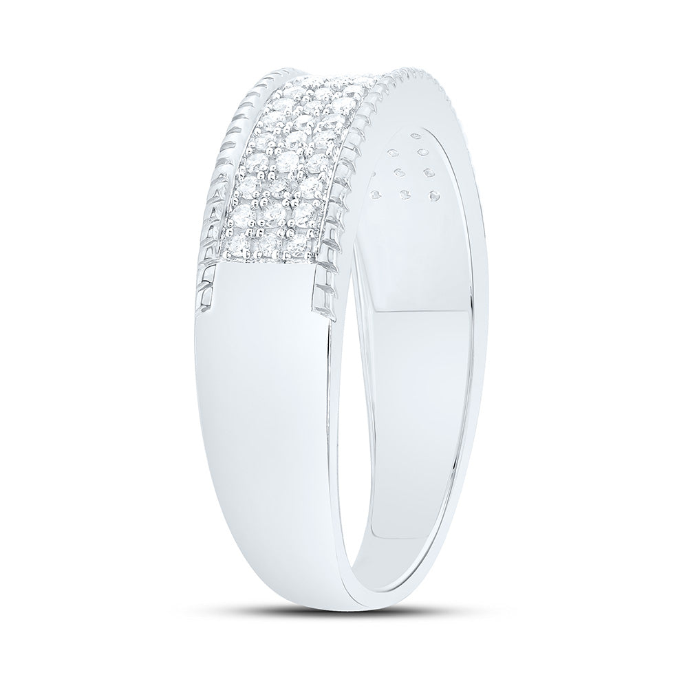 Sterling Silver White-Tone 1/4 Ctw Natural Diamond Men's Band, Mens Size: 8-12