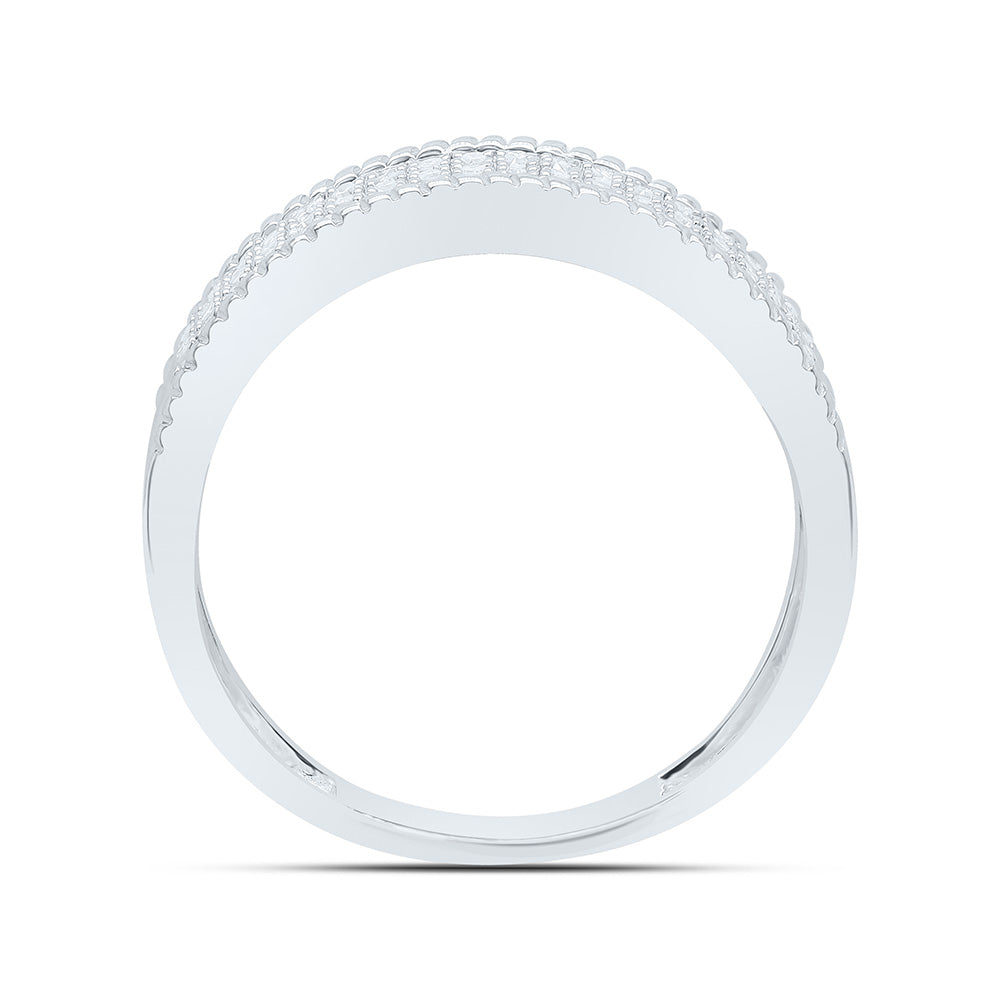 Sterling Silver White-Tone 1/4 Ctw Natural Diamond Men's Band, Mens Size: 8-12