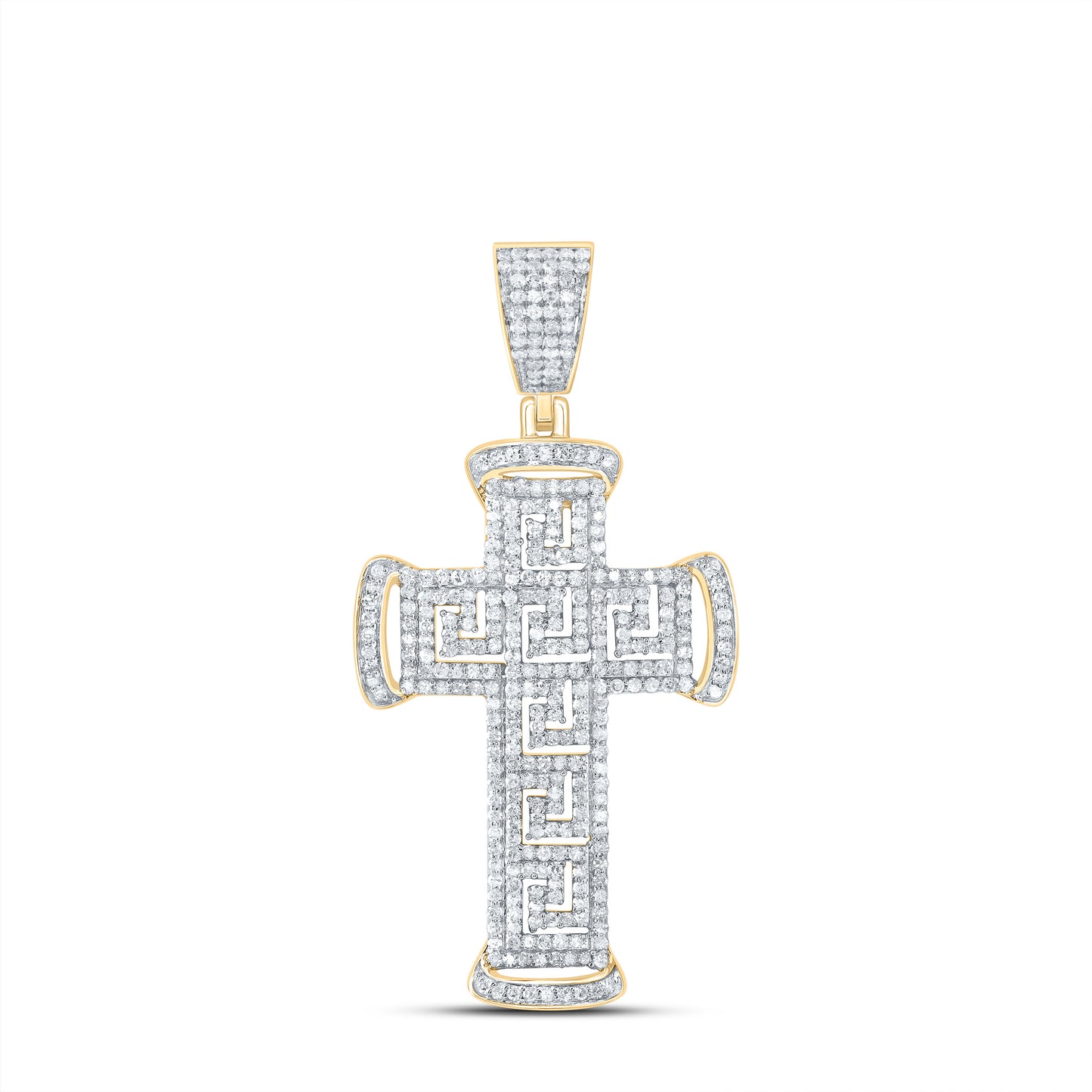 10K Yellow Gold 3/4 Ctw Natural Diamond Cross Pendant