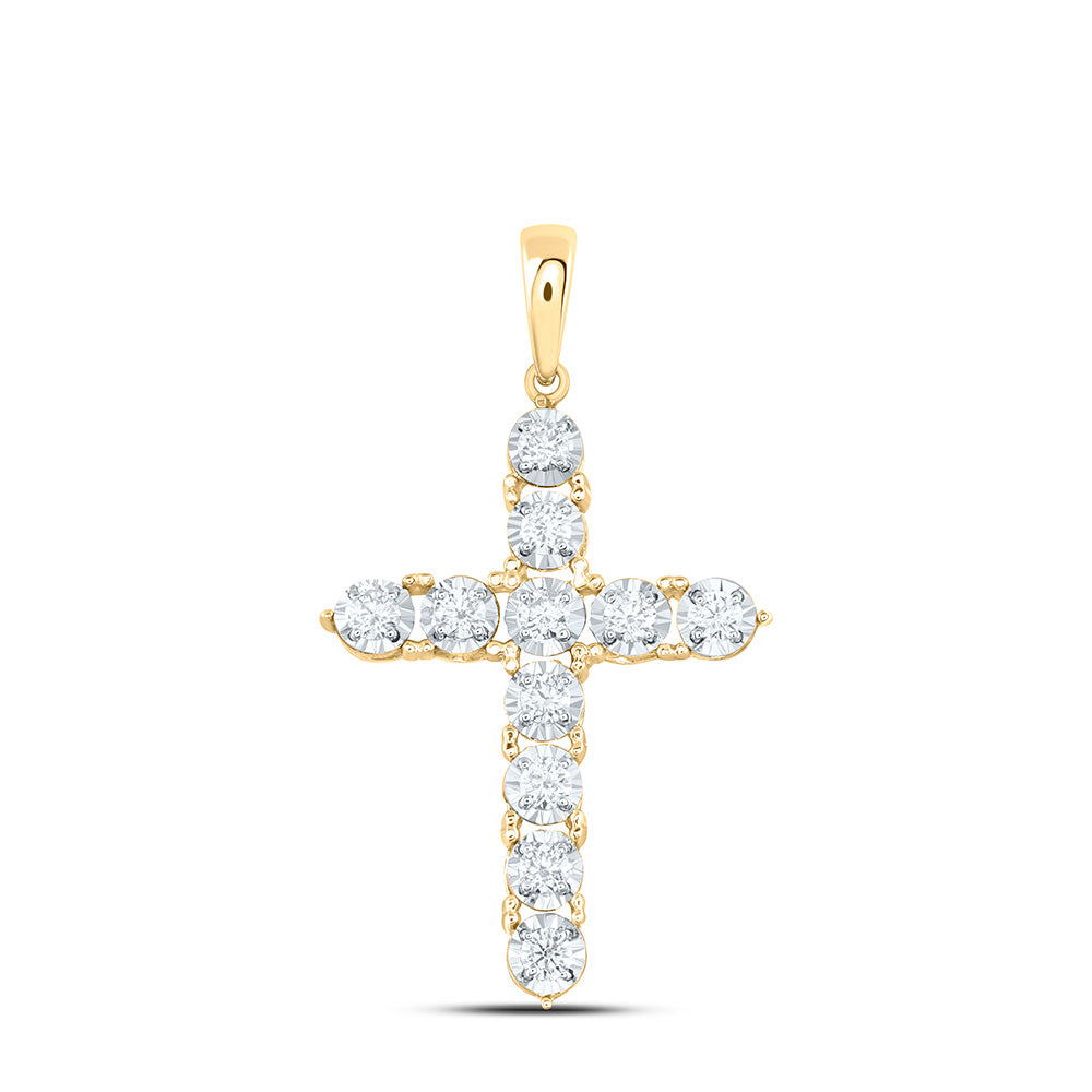 14K Yellow or White Gold 1/3 Ctw Natural Diamond Fashion Cross Pendant
