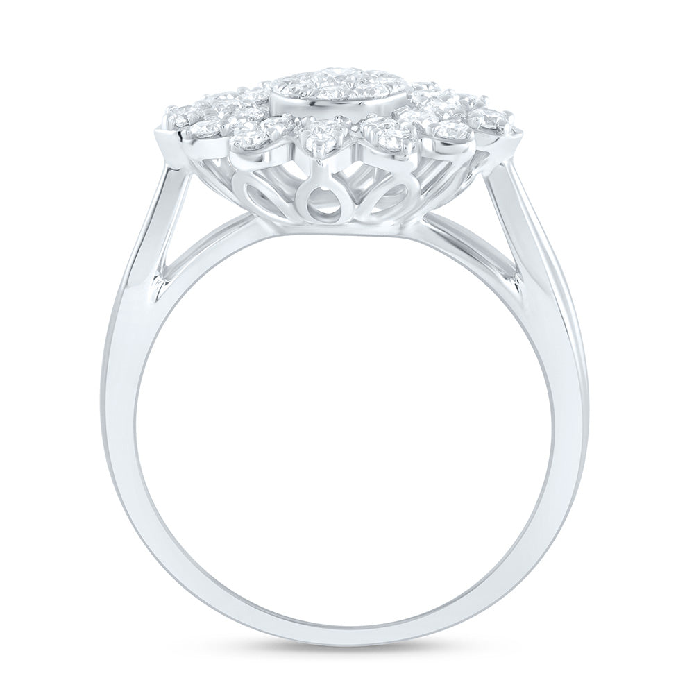 14K Yellow or White or Rose Gold 5/8 Ctw Natural Diamond Flower Fashion Ring, Womens Size: 5-9