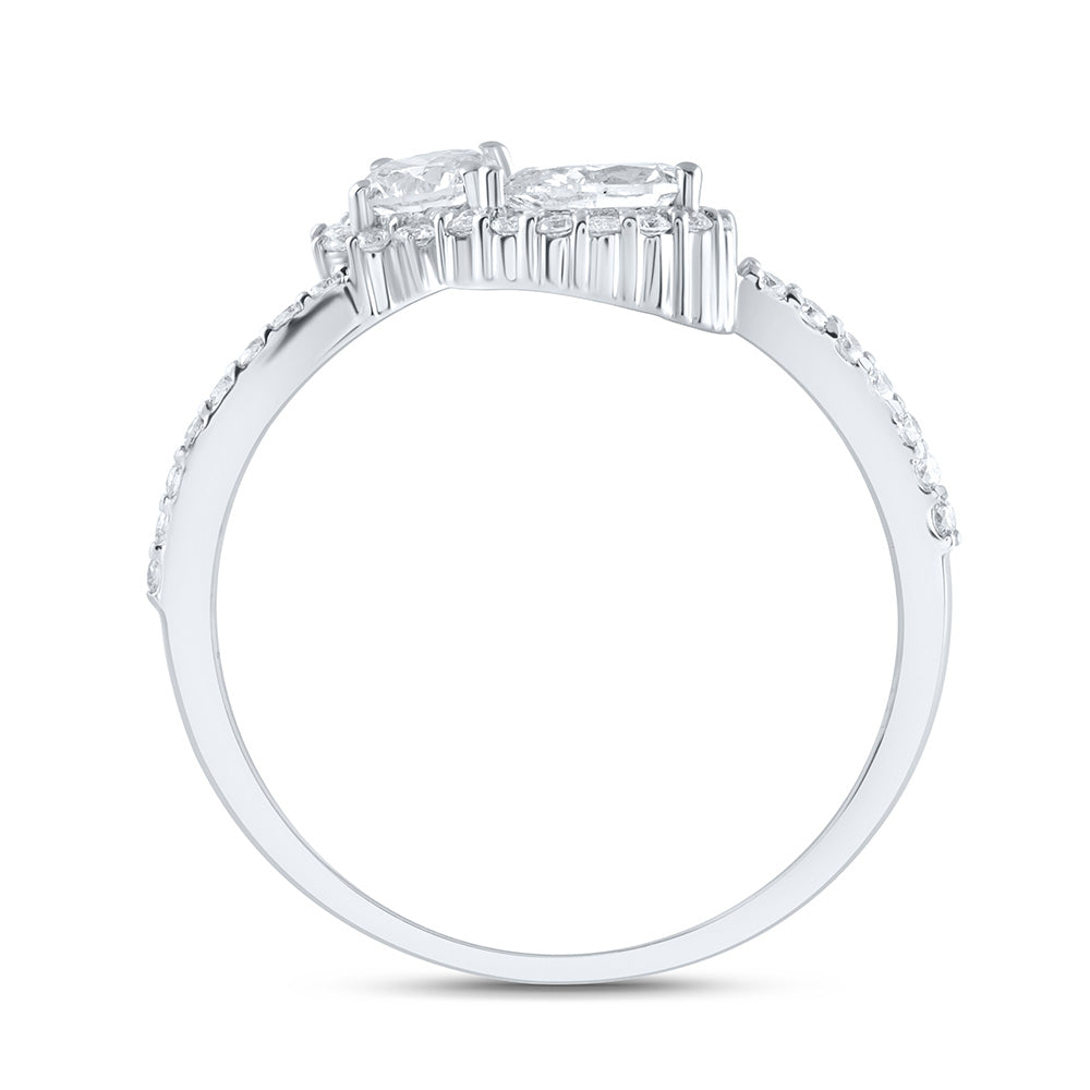 14K Yellow or White Gold 3/4 Ctw Natural Diamond 1/4 Ct-Crd, 1/4 Ct-Cps Fashion Round Pear Ring, Womens Size: 5-9