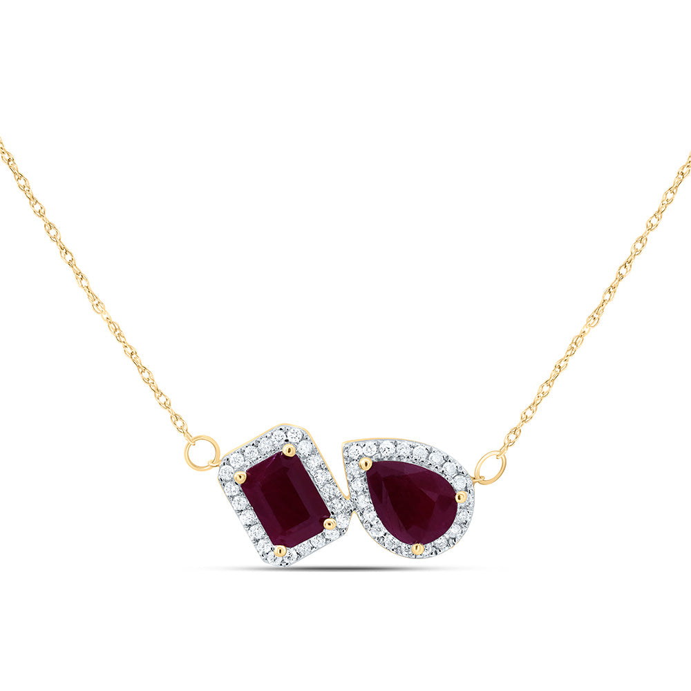 14K Yellow or White Gold 1/4 Ctw Diamond Natural Gem Necklace (18 Inch)