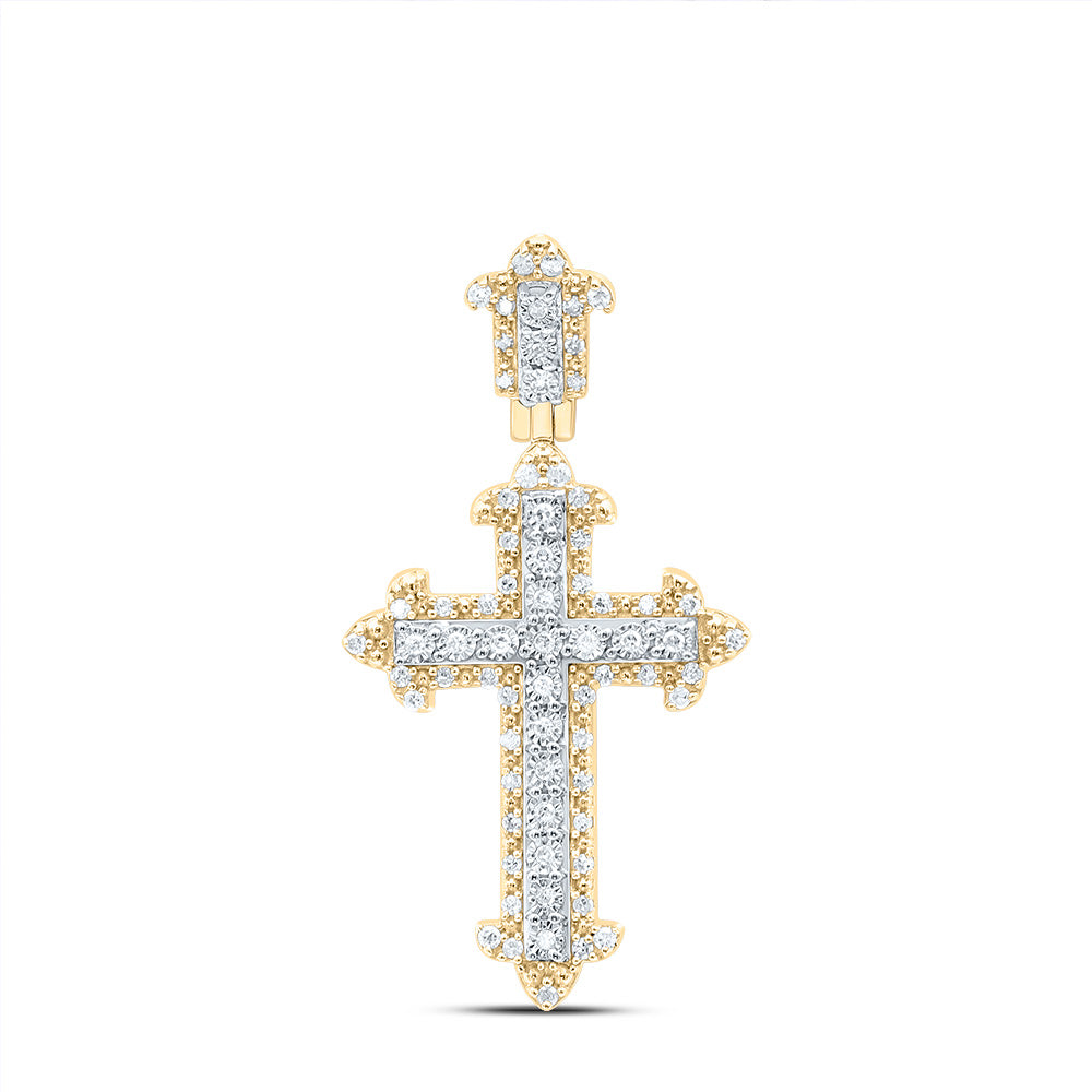 Sterling Silver Yellow-Tone or White-Tone 1/4 Ctw Natural Diamond Cross Pendant