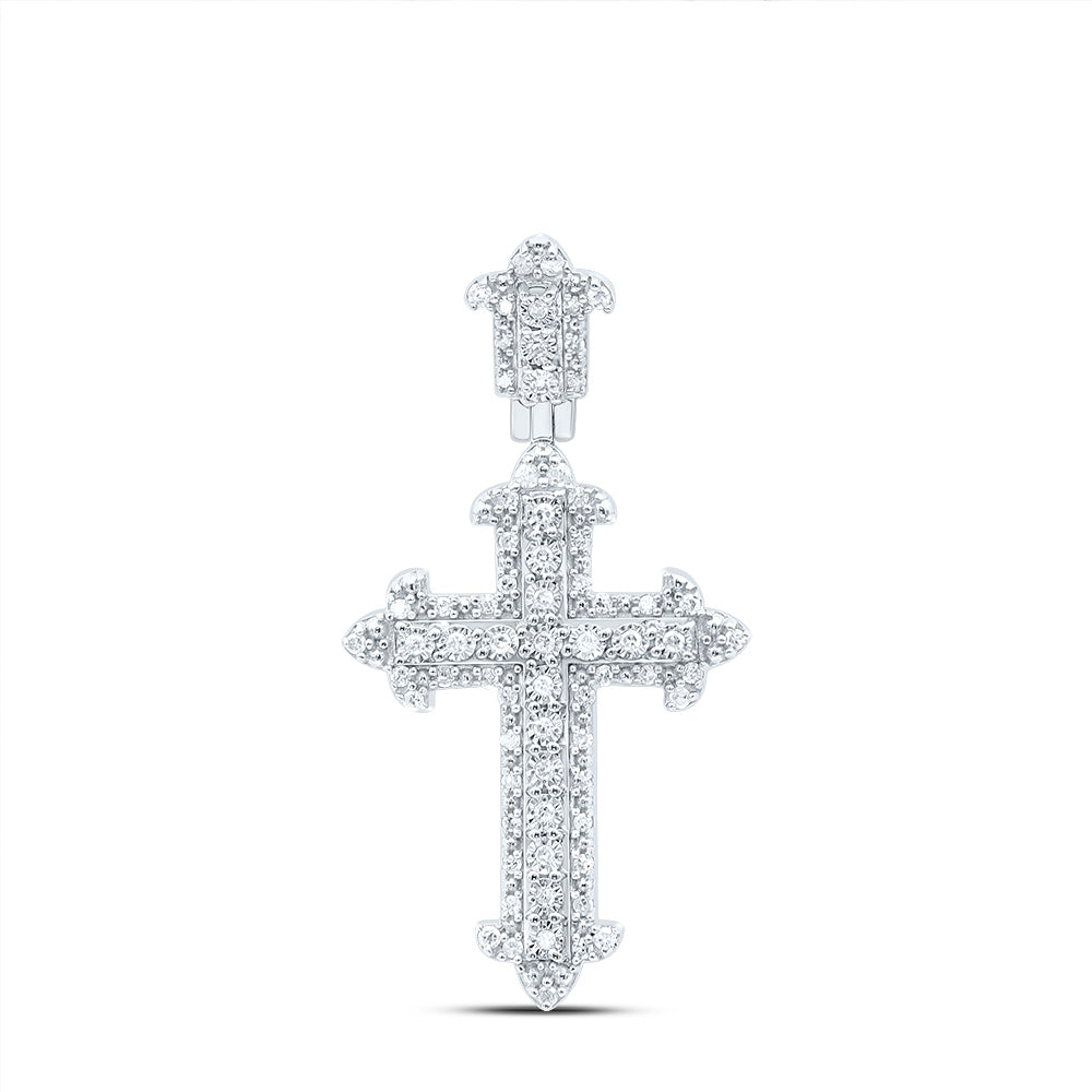 Sterling Silver Yellow-Tone or White-Tone 1/4 Ctw Natural Diamond Cross Pendant