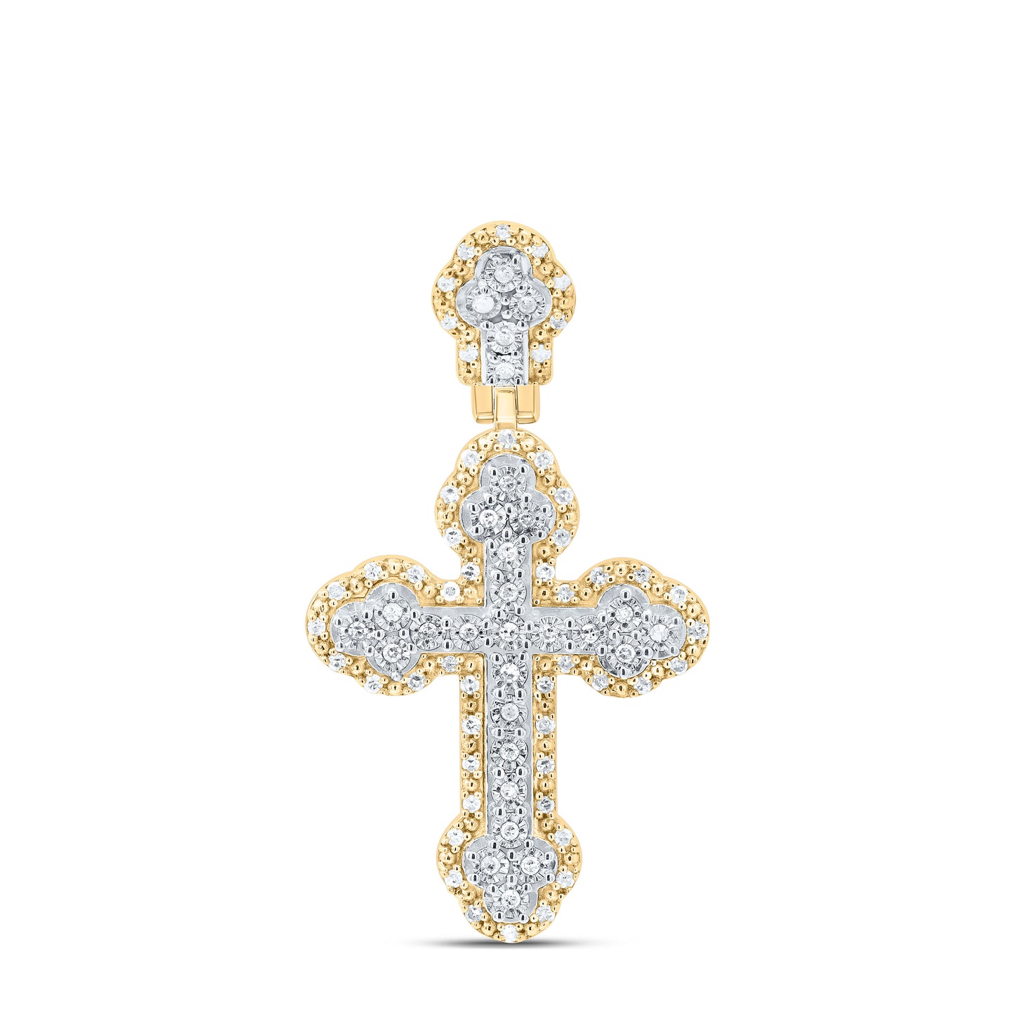 Sterling Silver Yellow-Tone or White-Tone 1/4 Ctw Natural Diamond Cross Pendant