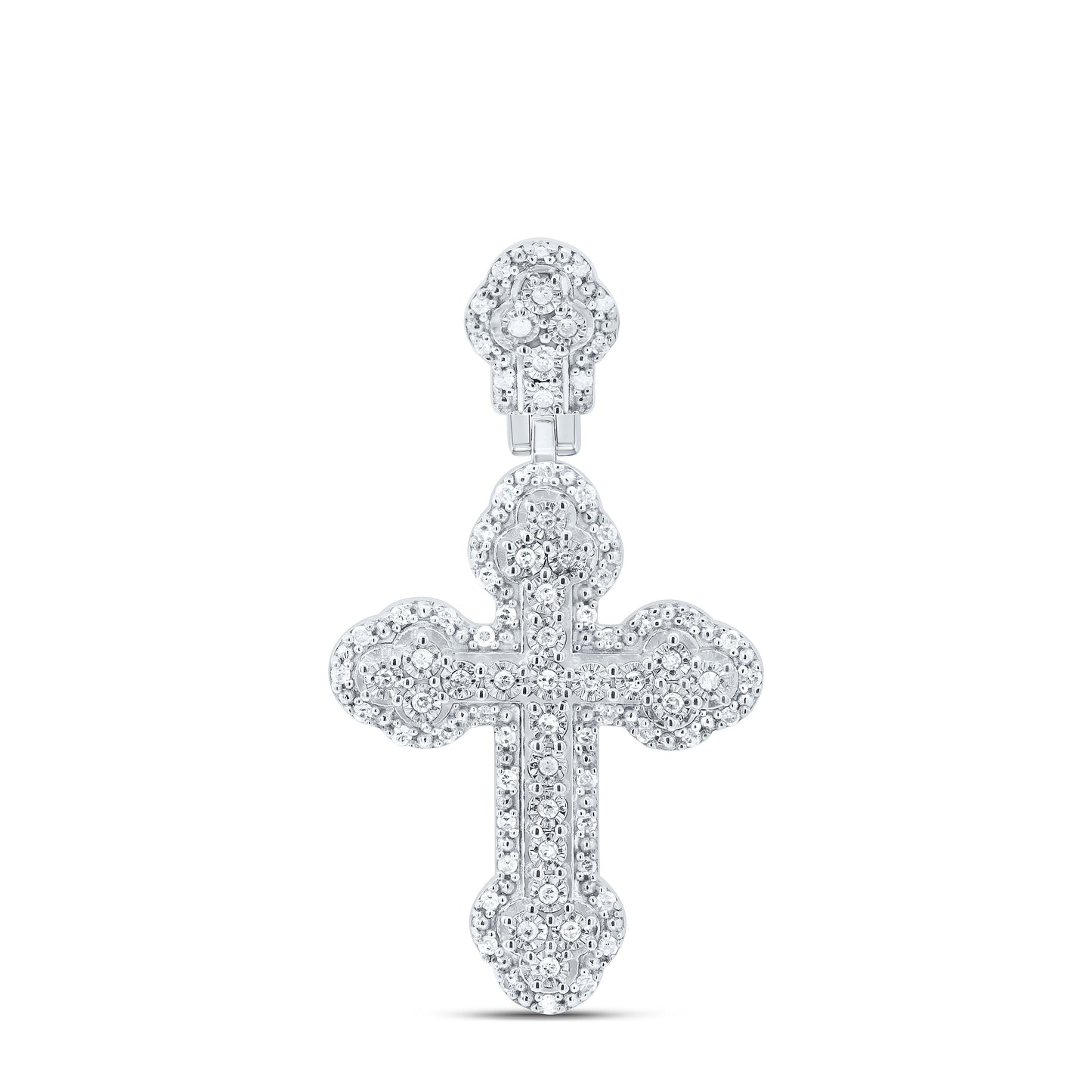 Sterling Silver Yellow-Tone or White-Tone 1/4 Ctw Natural Diamond Cross Pendant