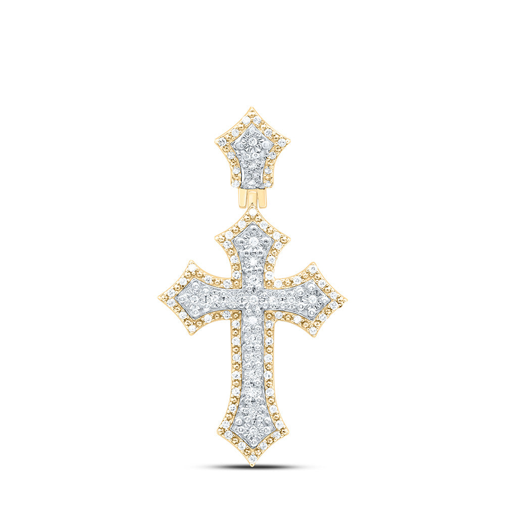 Sterling Silver Yellow-Tone or White-Tone 1/4 Ctw Natural Diamond Cross Pendant