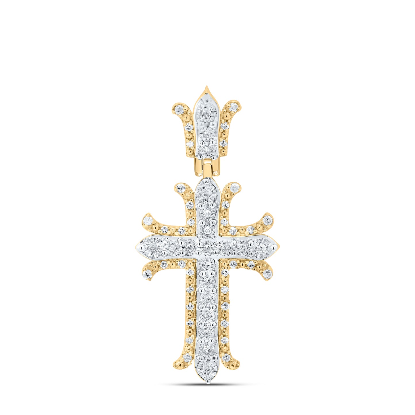 Sterling Silver Yellow-Tone or White-Tone 1/5 Ctw Natural Diamond Cross Pendant