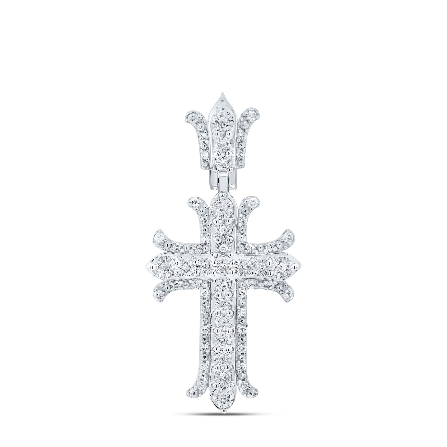 Sterling Silver Yellow-Tone or White-Tone 1/5 Ctw Natural Diamond Cross Pendant