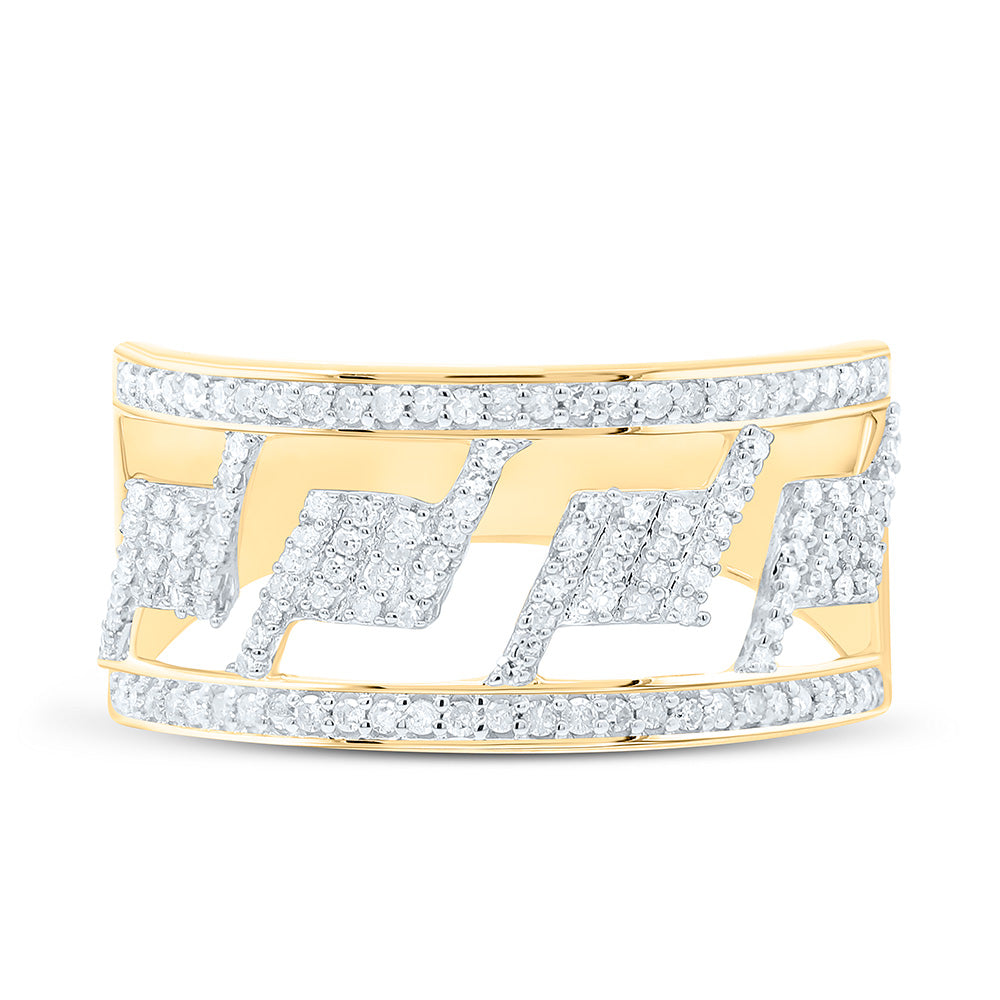 Sterling Silver Yellow-Tone 3/8 Ct Natural Diamond Mens Ring, Mens Size: 8-12