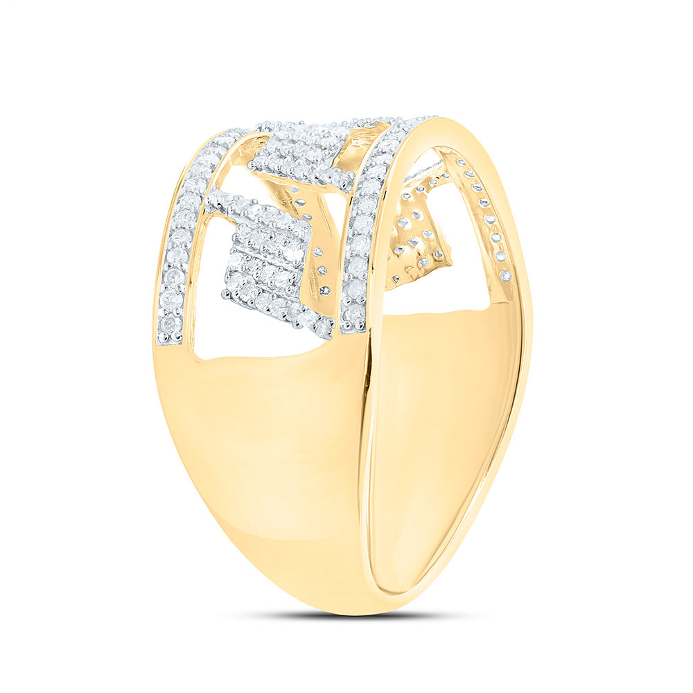 Sterling Silver Yellow-Tone 3/8 Ct Natural Diamond Mens Ring, Mens Size: 8-12