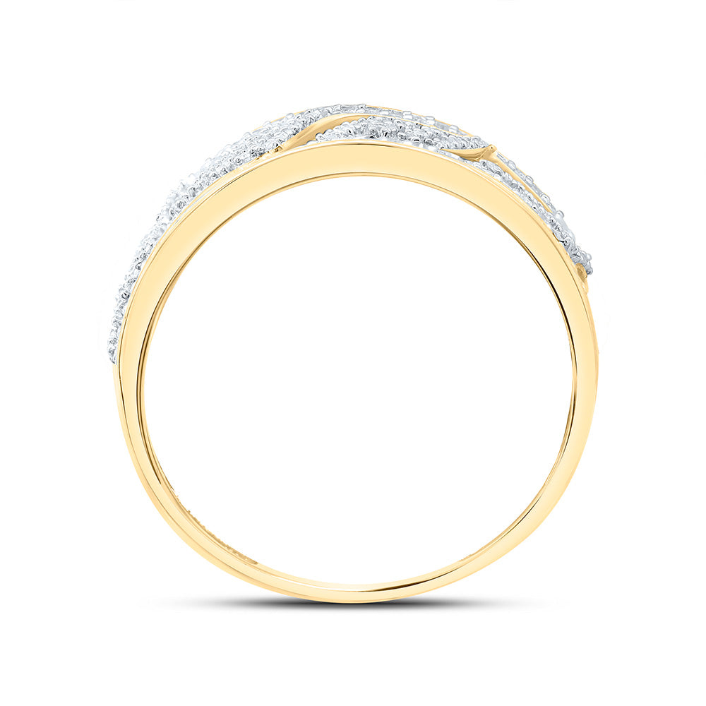 Sterling Silver Yellow-Tone 3/8 Ct Natural Diamond Mens Ring, Mens Size: 8-12