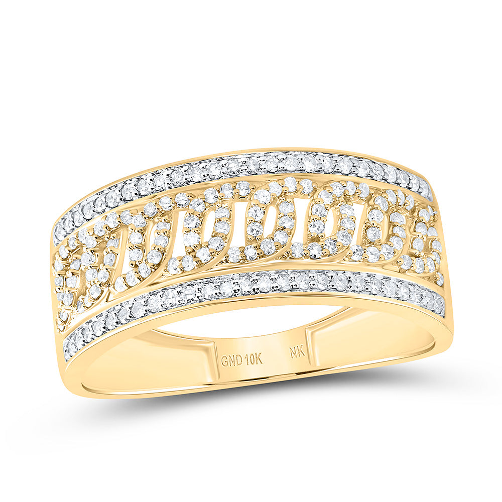10K Yellow or White Gold 1/2 Ctw Natural Diamond Mens Ring, Mens Size: 8-12