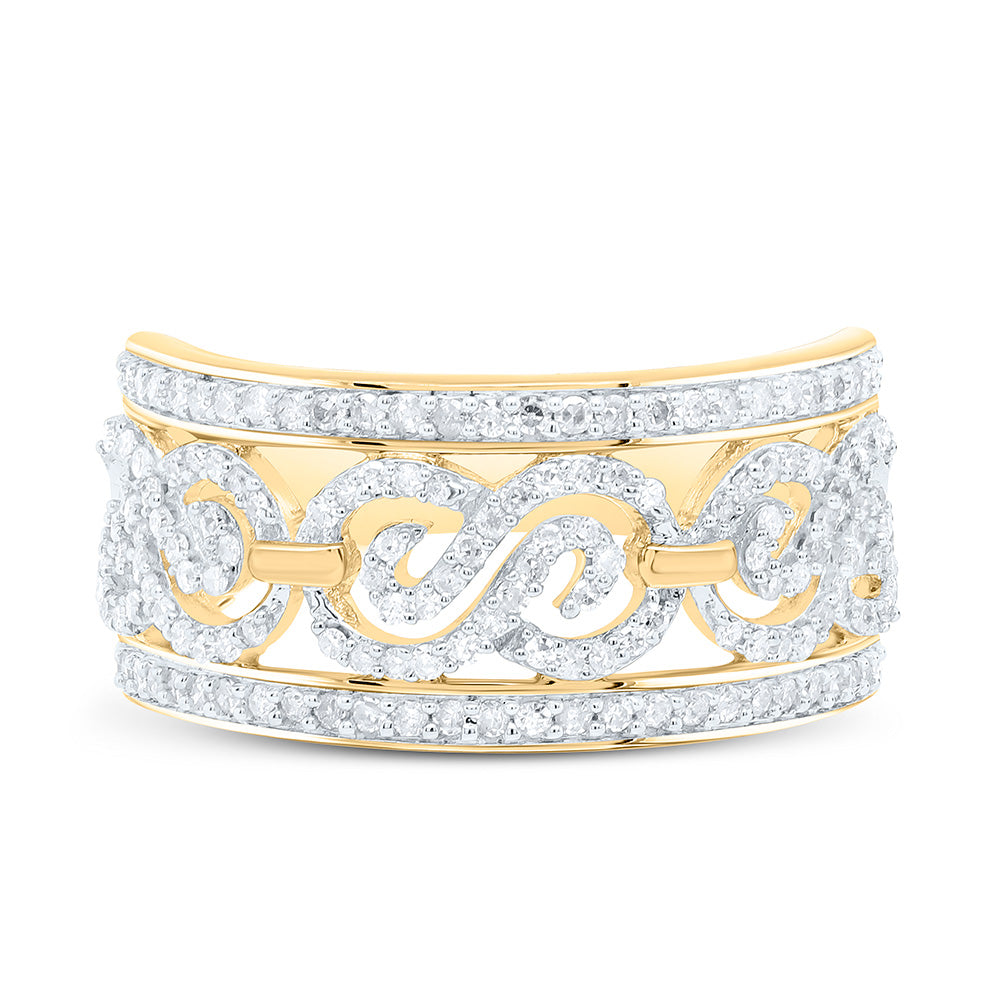 Sterling Silver Yellow-Tone 1/2 Ct Natural Diamond Ladies Ring, Womens Size: 5-9