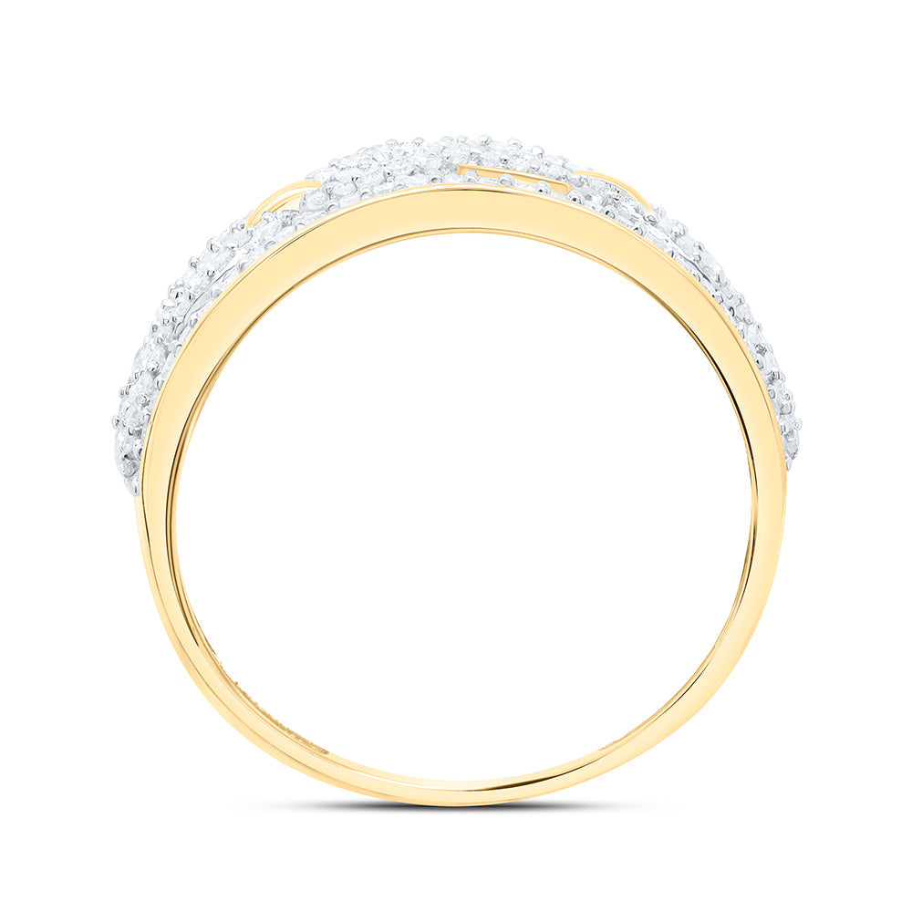 Sterling Silver Yellow-Tone 1/2 Ct Natural Diamond Ladies Ring, Womens Size: 5-9