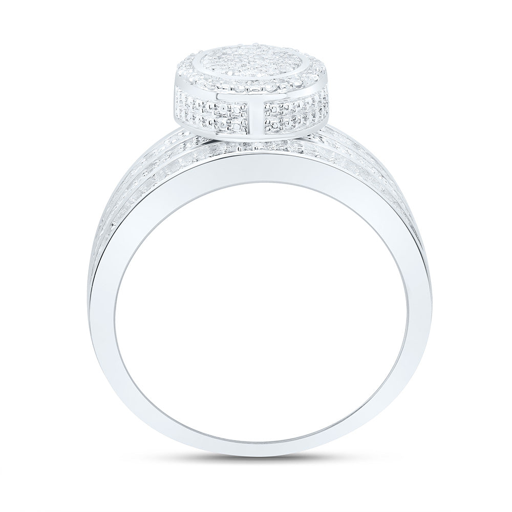 Sterling Silver Yellow-Tone or White-Tone 1/2 Ctw Natural Diamond Oval Ring, Womens Size: 5-9