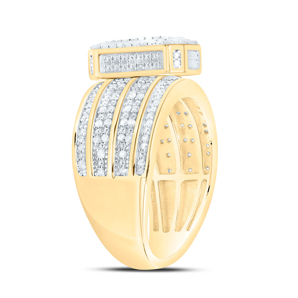Sterling Silver Yellow-Tone or White-Tone 1/2 Ctw Natural Diamond Emerald Ring, Womens Size: 5-9
