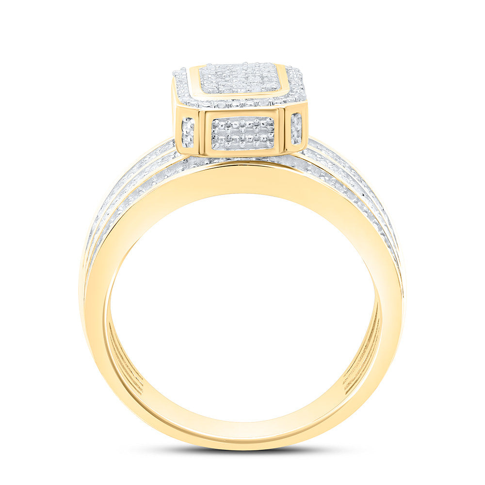 Sterling Silver Yellow-Tone or White-Tone 1/2 Ctw Natural Diamond Emerald Ring, Womens Size: 5-9
