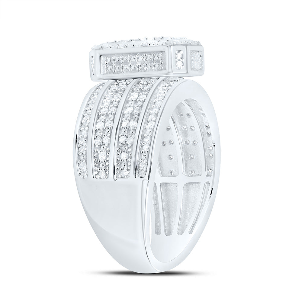 Sterling Silver Yellow-Tone or White-Tone 1/2 Ctw Natural Diamond Emerald Ring, Womens Size: 5-9