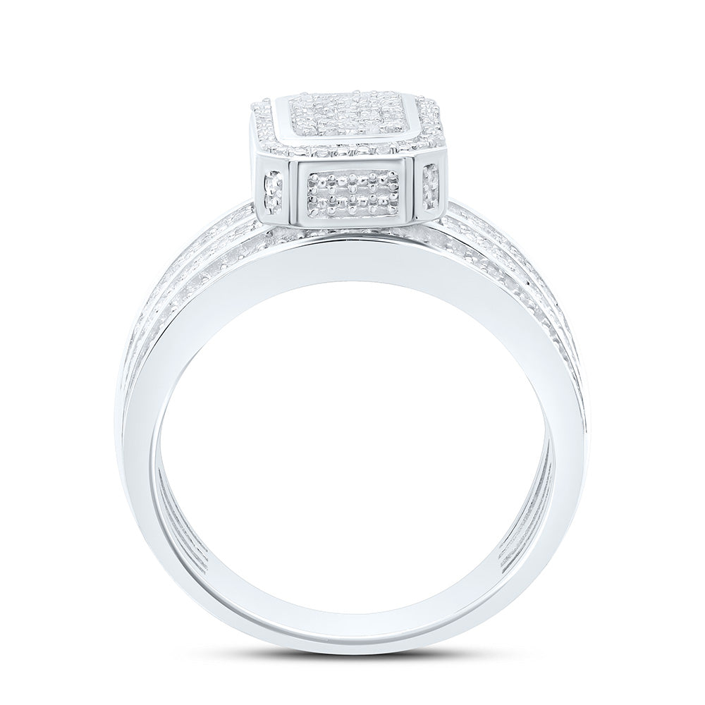 Sterling Silver Yellow-Tone or White-Tone 1/2 Ctw Natural Diamond Emerald Ring, Womens Size: 5-9