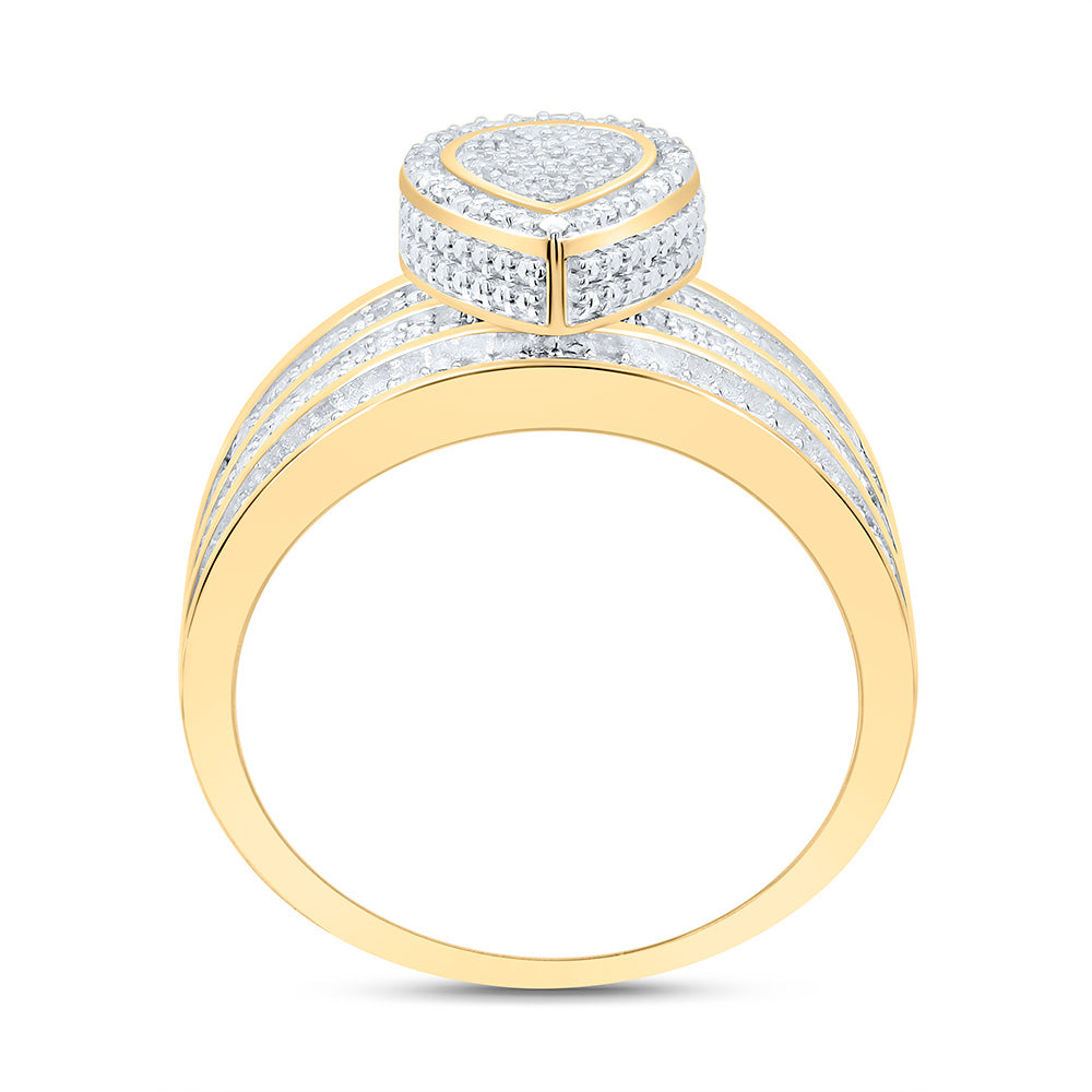 Sterling Silver Yellow-Tone or White-Tone 1/2 Ctw Natural Diamond Pear Ring, Womens Size: 5-9