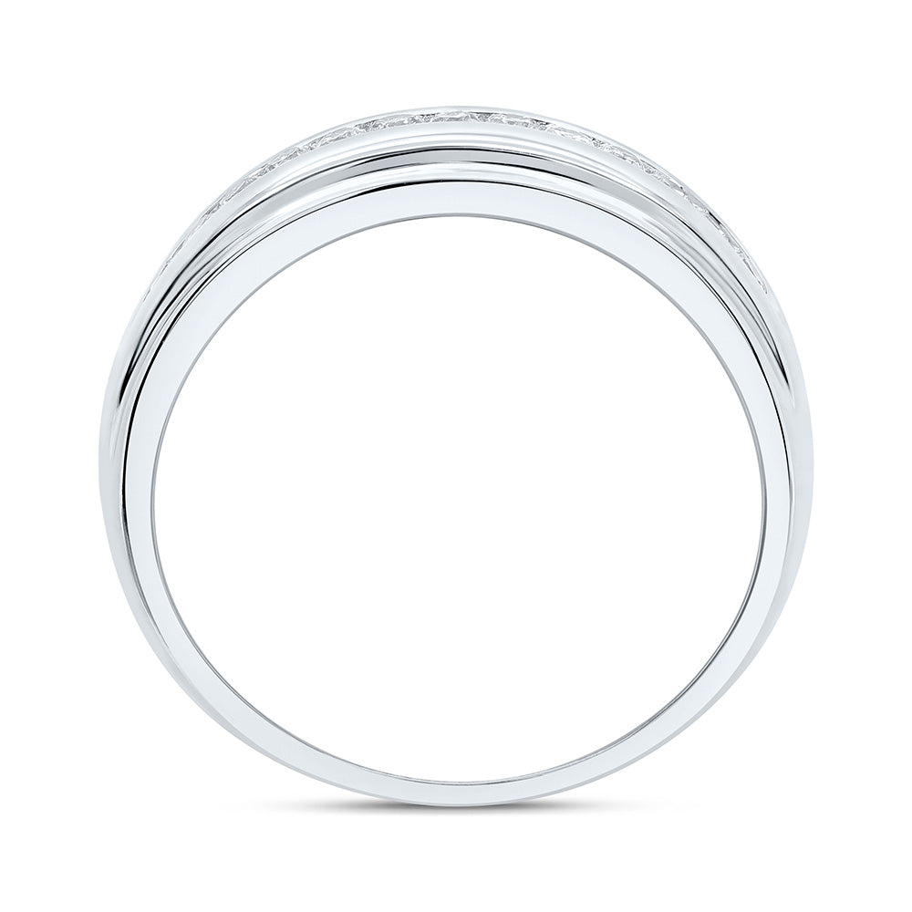 Sterling Silver Yellow-Tone or White-Tone 1/3 Ctw Natural Diamond Mens Band, Mens Size: 8-12