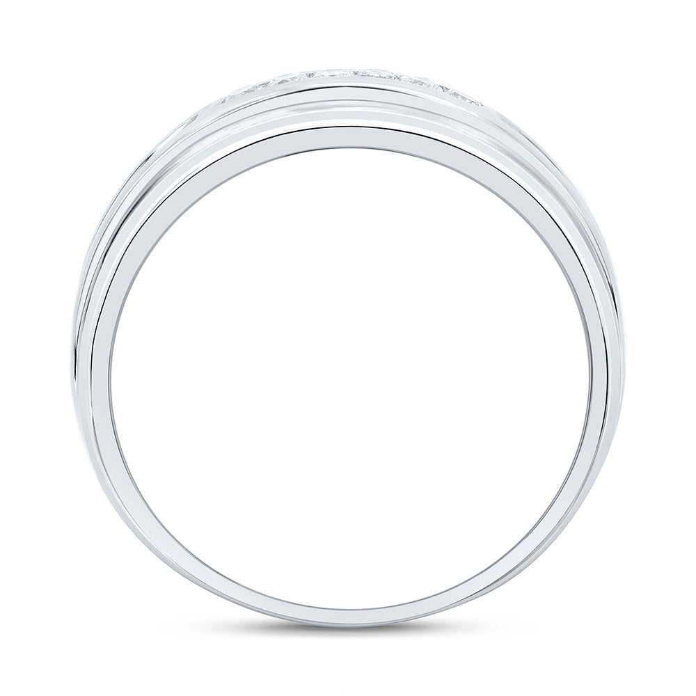 Sterling Silver Yellow-Tone or White-Tone 1/6 Ctw Natural Diamond Mens Band, Mens Size: 8-12