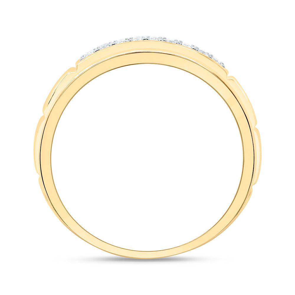 Sterling Silver Yellow-Tone or White-Tone 1/6 Ctw Natural Diamond Mens Band, Mens Size: 8-12